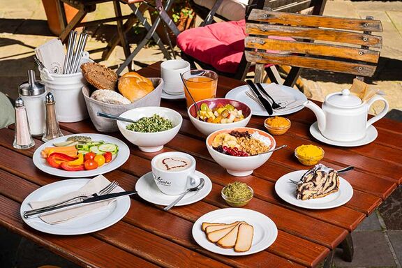 Ein veganes Frühstück im Hotel Stadthalle